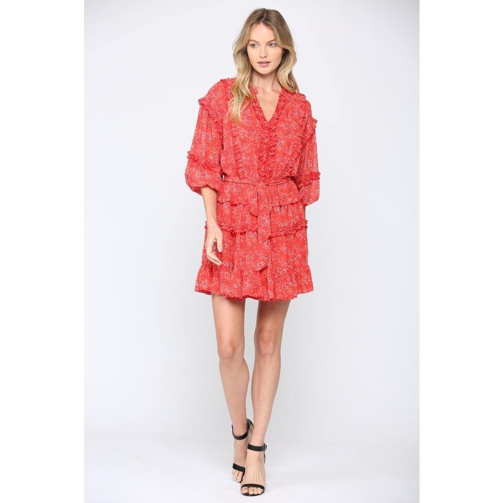 Red Floral Long Sleeve Dress from Amor Lafayette